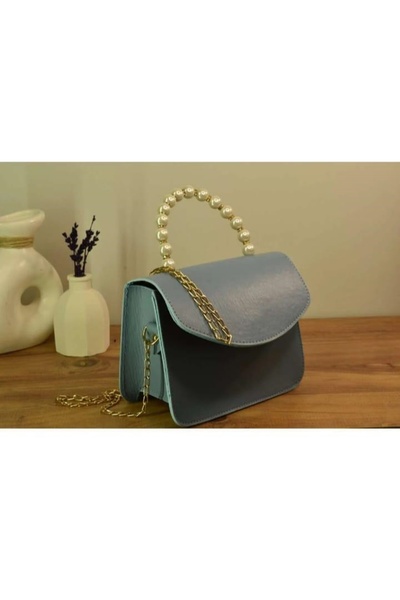 DOĞALYA Women's Stylish Hand and Shoulder Bag with Pearls and Chains