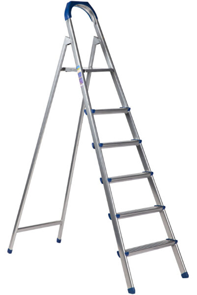 Evotools Gray Painted Metal Ladder - Total Height 2.08 m No. of Steps 7+P Useful Height 1.65 cm