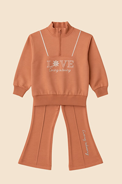 CK BEBEK GİYİM BASKILI GÜL KURUSU ALT-ÜST KIZ ÇOCUK TAKIM İSPANYOL PAÇA