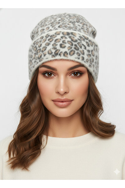 STELLA VESTİNO Leopar Desenli Premium Soft Kışlık Bere