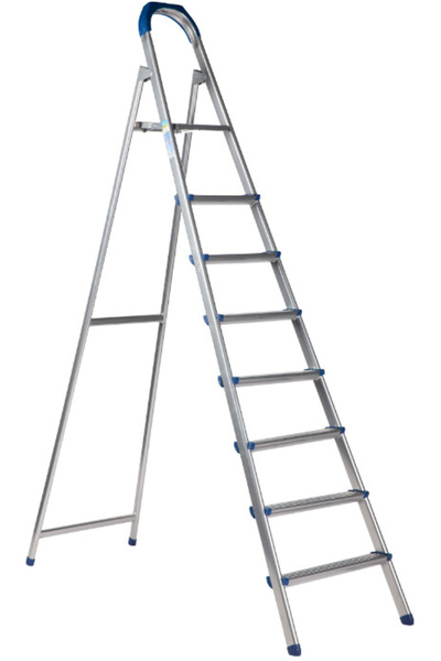 Evotools Grey Painted Metal Ladder - Total Height 1.48 m No. of Steps 4+P Useful Height 1 cm