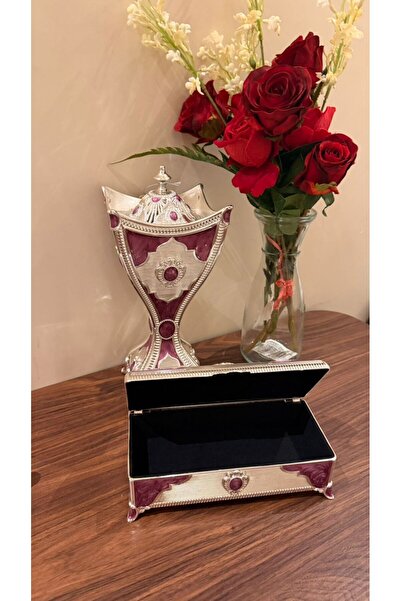 ALMASA Luxury incense burner with a silver purple oud box