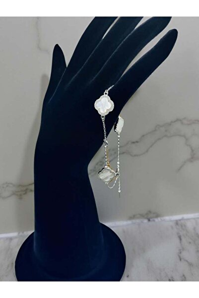 ZEY 925 Ayar Gümüş Beyaz Zirkon Taşlı 3’lü Yonca Şans Hediyelik Kadın/Erkek B...