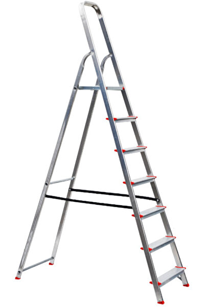 Evotools Scară din aluminiu cu platformă ETS 1167 - Nr. trepte 7+P 166 cm 226 cm