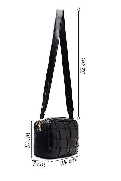 Derimod Women's Black Long Strap Braided Crossbody Bag 25Wbd274229