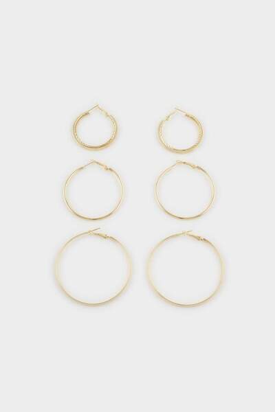DeFacto Women's 3-Piece Gold Hoop Earrings G5107Axns