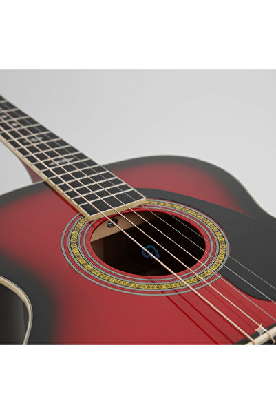 DrKala Acoustic Guitar for Children, 6 Strings, 55 cm, Red-Black