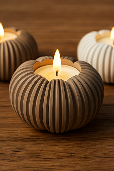 3DayıCrafts 3D Premium Dekoratif Mumluk – Seramik Dokulu – Minimal Tasarım Am...