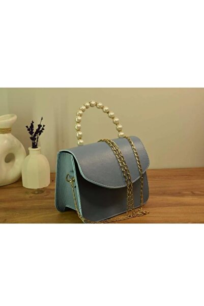 DOĞALYA Women's Stylish Hand and Shoulder Bag with Pearls and Chains