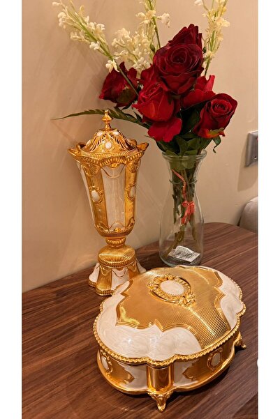 ALMASA Luxury incense burner with a white marble oud box