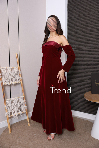 TREND فستان مخمل ساتر