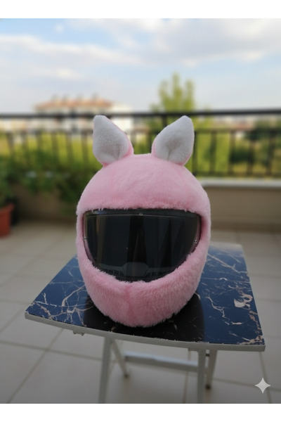 Beta Tavşan Peluş Kask Kılıfı Pembe