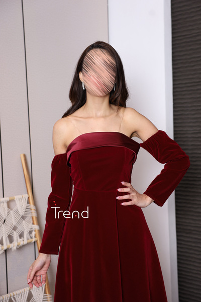 TREND فستان مخمل ساتر