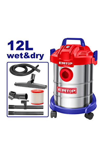 EMTOP Aspirator Electric EVCR0801, 800W, 12L, Umed/Uscat, Filtru HEPA