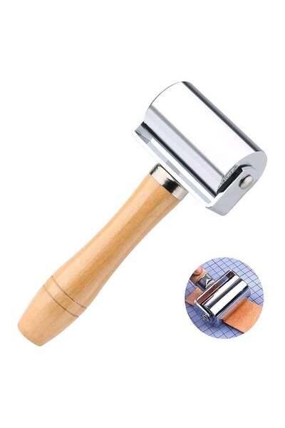 Arabest أداة تجعيد حواف الجلد المصنوعة من الفولاذ الكربوني بمقبض خشبي من الجلد أداة دوارة لحواف الجلد