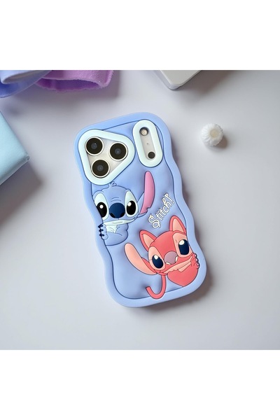 HYPERSOFT Iphone 17 Pro Max (6.9 inç) Uyumlu Sevimli Stitch Desenli Yumuşak H...