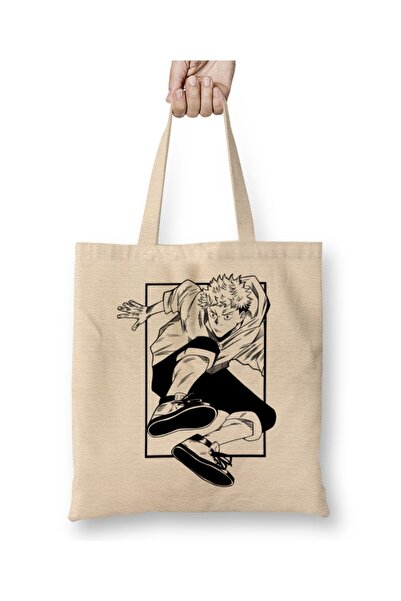 Toyaso Jujutsu Kaisen Yuji Itadori Geantă de pânză albă cu mâner lung Geantă ...