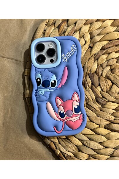 HYPERSOFT Iphone 13 Pro (6.1 inç) Uyumlu Sevimli Stitch Desenli Yumuşak Hamur...