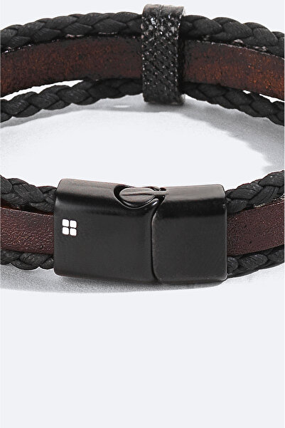 Avva Men's Brown Leather Bracelet B009601