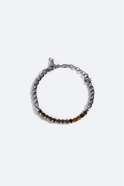 Avva Men's Brown Stone Bracelet B009612