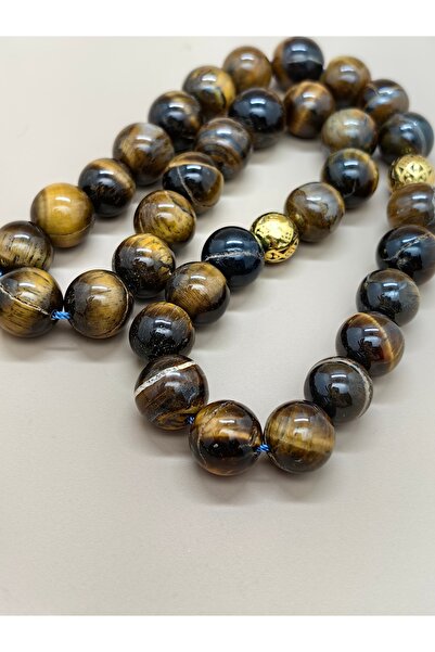 NO BRAND 33 Natural Tiger Eye Prayer Beads/Tasbih/10MM/for men and women/Perfect Ramadan Gift