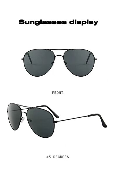 Generic Men's full-rim black polarized UV400 aviator sunglasses