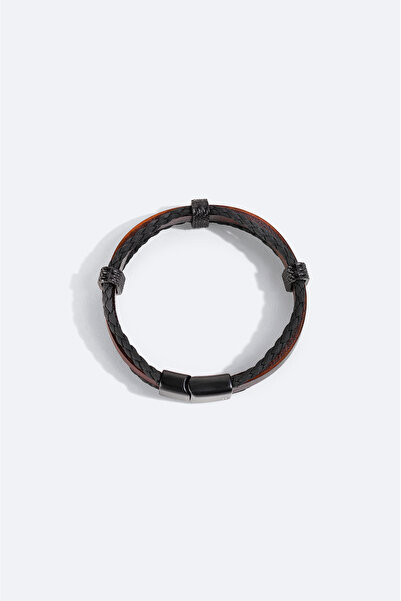 Avva Men's Brown Leather Bracelet B009601