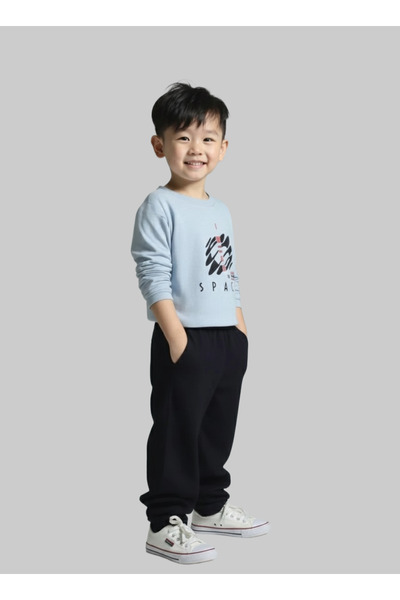 Hover Boys Winter Fleece-Lined Sports Tracksuit – 2 Pieces – Light Blue Top &...