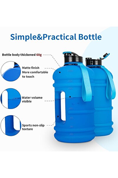 Al Rayyan Sports TOOFEEL 2.2L (74oz) Half-Gallon BPA-Free Matte Blue Water Bottle