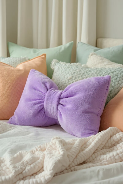 FARCY Bowknot Appearance XXL Pillow Filled with Plush Fabric Bowknot Ribbon G...