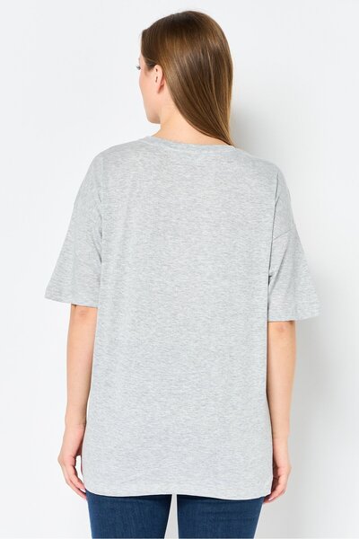 Brave Soul Women Crew Neck Short Sleeve Graphic Print T-Shirt, Grey