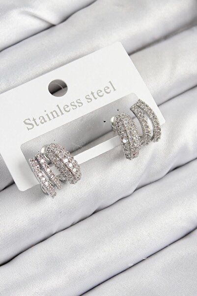 cleovibe أقراط فضية حديثة من الزركون – حافة نظيفة