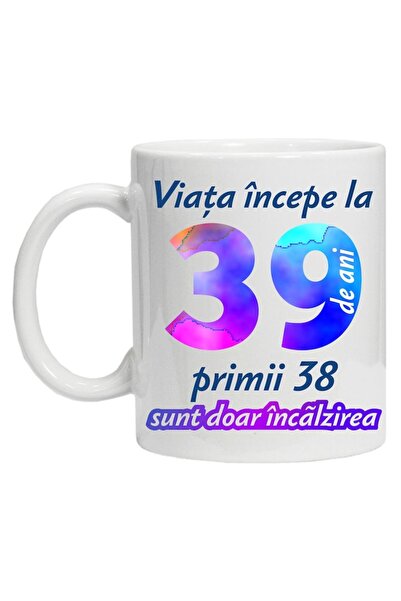 CRD PRINT Personalized mug "Life begins at", 39 years, CRD PRINT, 330ml, white