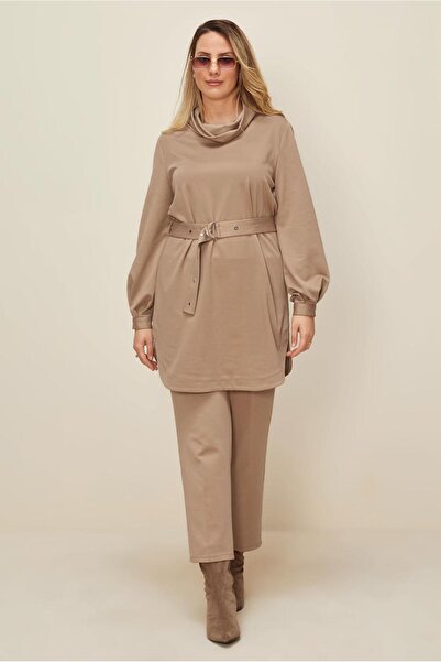 TRENDTESETTÜR Women's Beige (K.Beige) Pants Suit with Belt t 42450