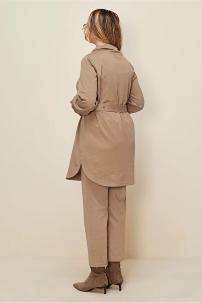 TRENDTESETTÜR Women's Beige (K.Beige) Pants Suit with Belt t 42450