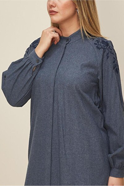 TRENDTESETTÜR Women's Dark Blue (Indigo) Tunic with Embroidery Detail t 42395