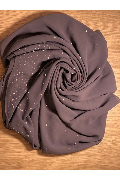 SOLOBUY Elegant Chiffon Hijab with Sparkle Rhinestones, Color Brown, 72 x 150 cm, Scarf