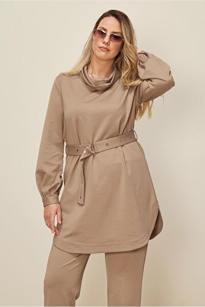 TRENDTESETTÜR Women's Beige (K.Beige) Pants Suit with Belt t 42450