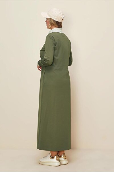 TRENDTESETTÜR Women's Khaki Sequin Embroidered Dress t 42436