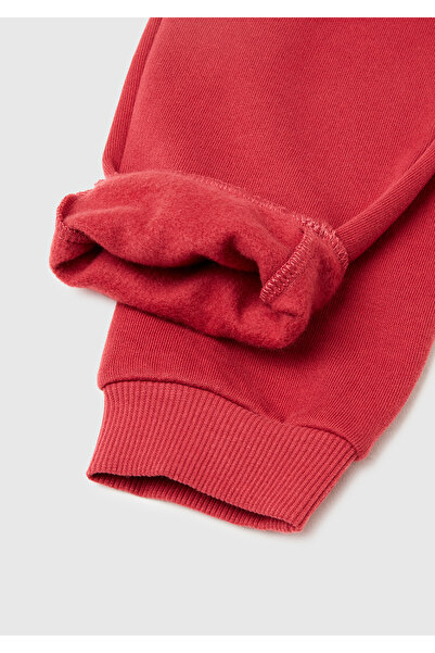 United Colors of Benetton Boy's Burgundy Sweatpants with Embroidered Logo on the Back Pocket and Elastic Waist