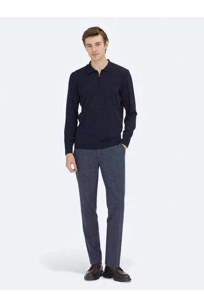 Kip Πλεκτό πουλόβερ με γιακά Navy Blue Polo