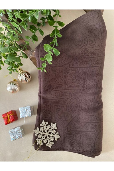 MİNELEŞARP34 Mineleşarp Ethnic Pattern Bitter Coffee Monogram Jacquard Shawl