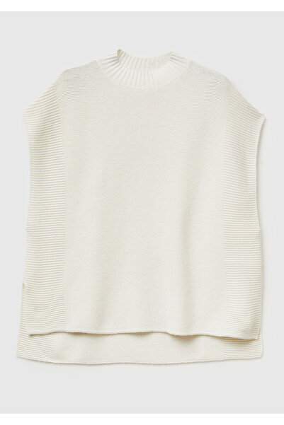 United Colors of Benetton Women's cream wool blend ribbed sleeveless sweater