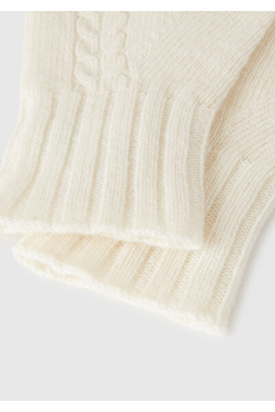 United Colors of Benetton Women's cream wool blend ribbed knit gloves