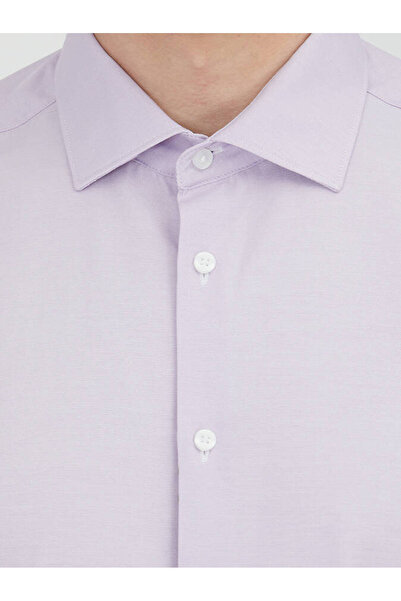 Kip Lilac Plain Regular Fit Woven Classic Cotton Blend Shirt