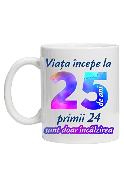 CRD PRINT Personalized mug 'Life begins at', 25 years, CRD PRINT, 330ml, white