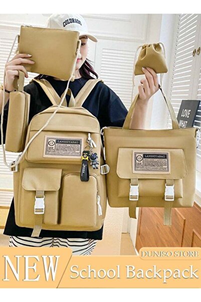 DOMEET 5PCS Kids School Backpack Set Canvas Laptop School Bag Sets for Kids w...