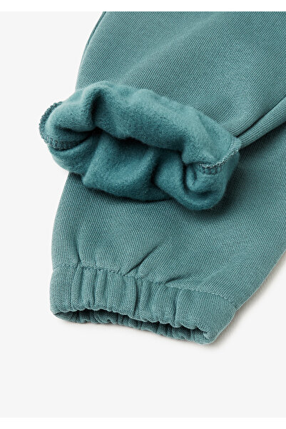 United Colors of Benetton Boy's Grey-Green Zipper Pocket Drawstring Ribbed Regular Fit Sweatpants