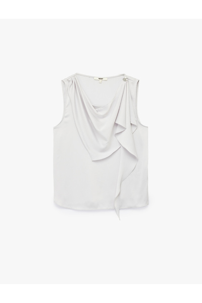 Koton Шаль U-подібний виріз Сатинова блузка без рукавів