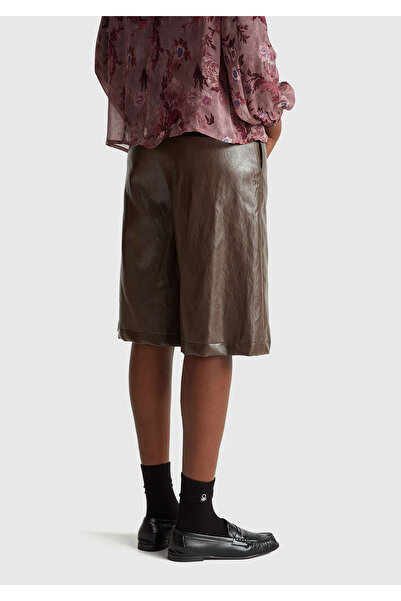 United Colors of Benetton Women's Faux Leather Bermuda Shorts